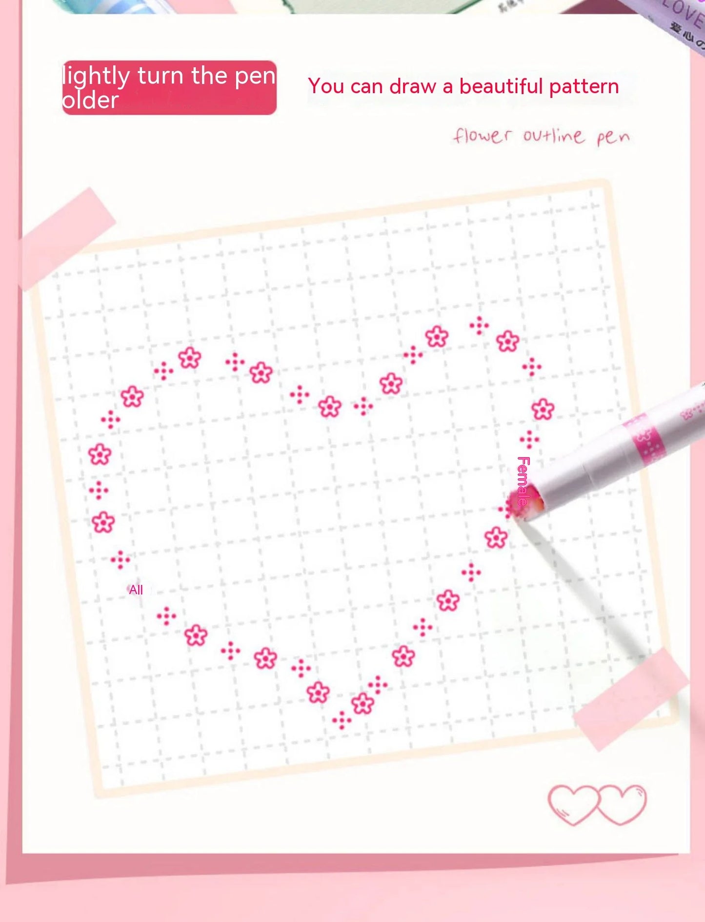 Clever Art Island Magic with Kawaii Flower Highlighter Pens x 6 Connecting All of Us, Kids Grandies and In Between