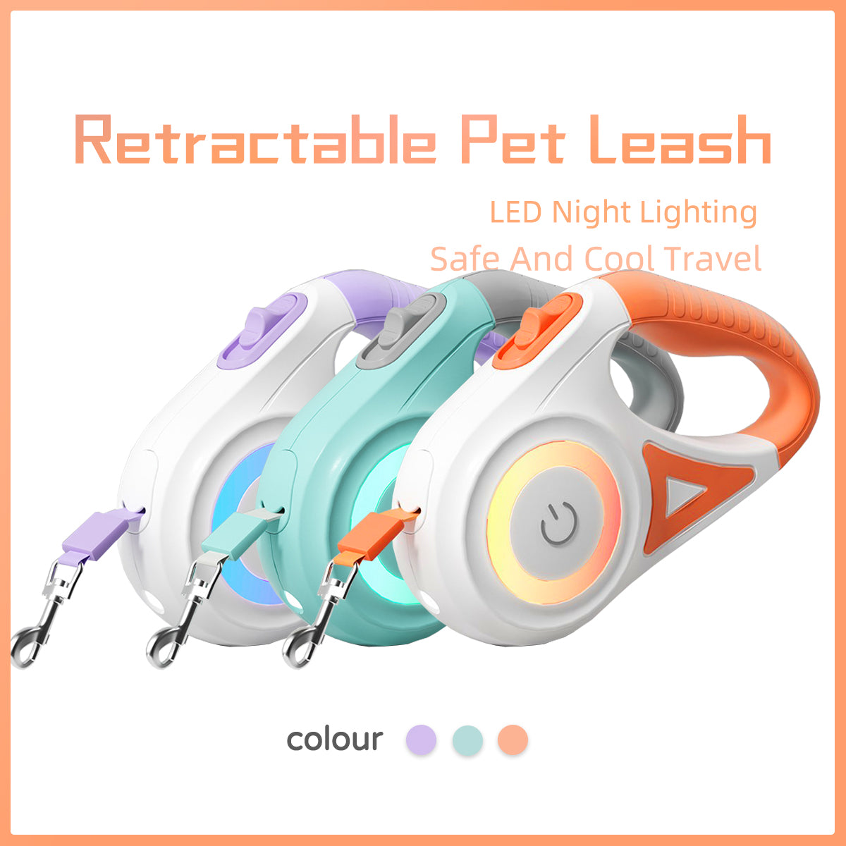 Light up your Retractable Dog Leash  and Collar!   For Small Medium Dogs Pet Product
