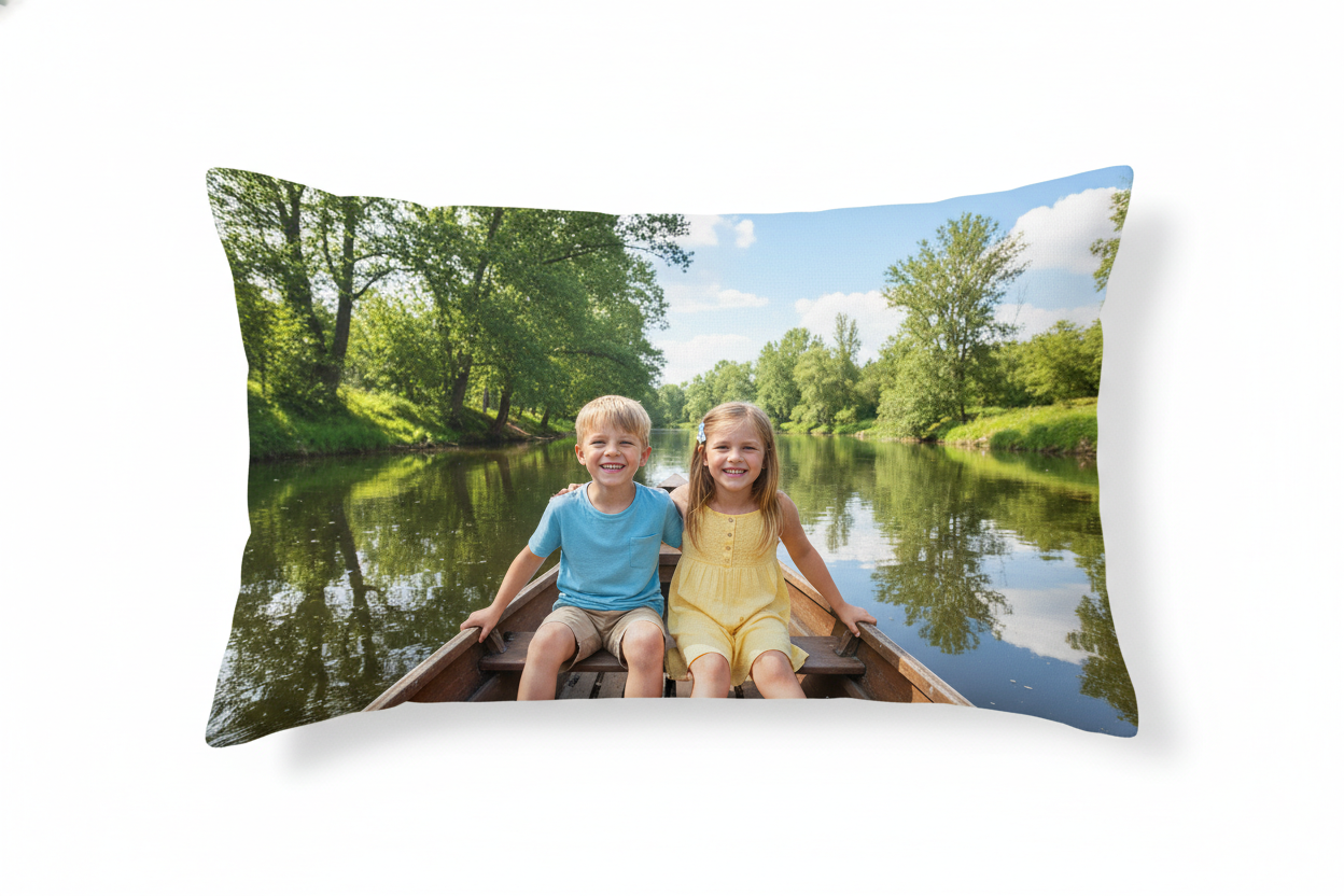 Custom pillowcase with kids on boat