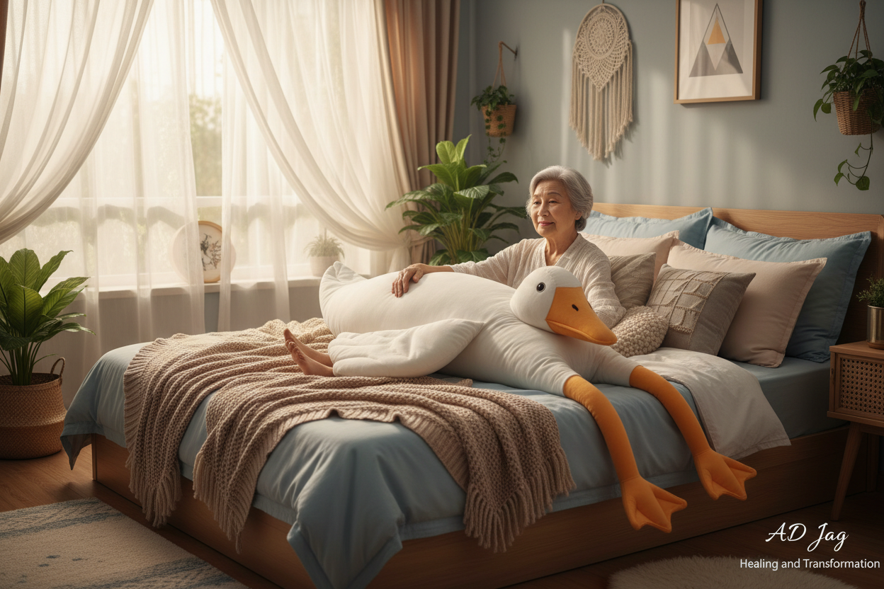Elderly person with goose pillow - AD Jag Healing and Transformation