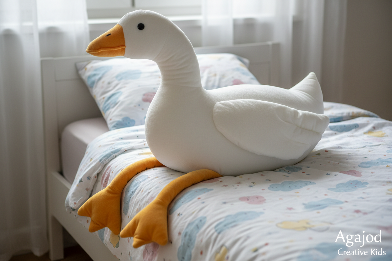 Goose pillow with longer legs and orange-yellow color
